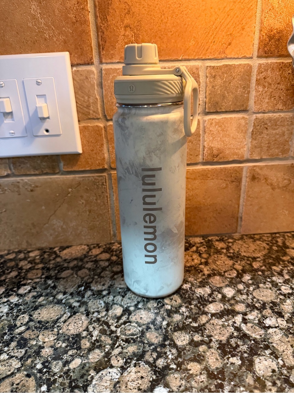 lululemon athletica Beige and White Water Bottle